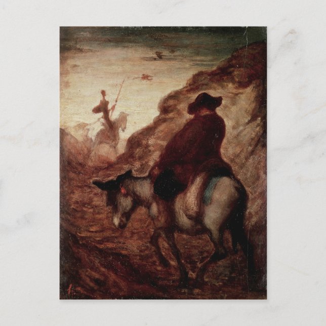 Sancho und Don Quixote, 19. Jahrhundert Postkarte (Vorderseite)
