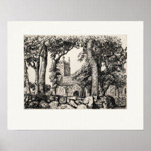 Sancreed Kirche Cornwall, Eleanor Hughes Nachdruck Poster