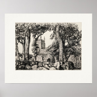Sancreed Kirche Cornwall, Eleanor Hughes Nachdruck Poster