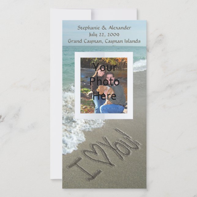 Sand am Strand, ich Liebe dir Fotokarte Ankündigung (Vorderseite)