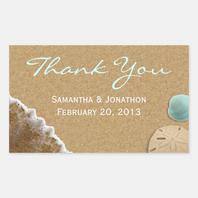 Sand and and Muscheln Beach Thema Hochzeit Vielen  Rechteckiger Aufkleber (Vorderseite)