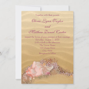 Sand Beach Seashells Beach Wedding Einladung