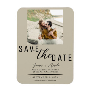 Sand Beige Hochzeitsfoto Save-the-Date Magnet