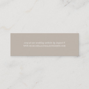 Sand Beige Minimalistisch Wedding Website RSVP Car Mini Visitenkarte