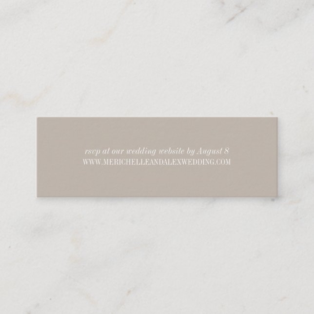 Sand Beige Minimalistisch Wedding Website RSVP Car Mini Visitenkarte (Vorderseite)