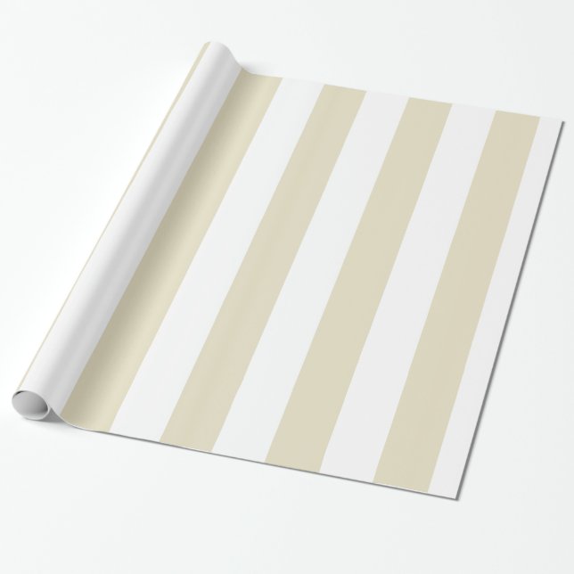 Sand Beige White Huge Stripes Geschenkpapier (Ungerollt)