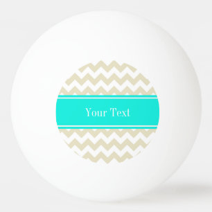 Sand Beige White Zickzack Bright Aqua Name Monogra Tischtennisball