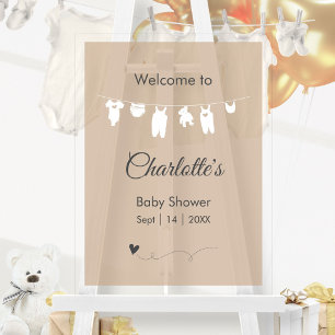 Sand Boho Minimalist Transparente Babyparty Acrylschild