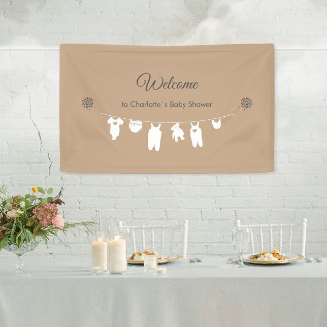 Sand Boho Minimalistisch Baby Dusche Willkommen Banner (Sand Boho Minimalist Baby Shower Welcome Banner ©Susanne Sachers - Sunny Mind 🌞)