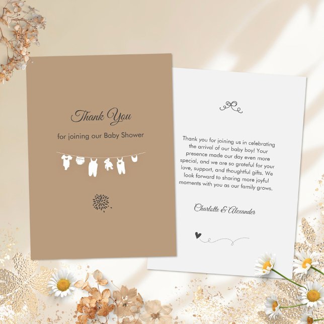 Sand Boho Minimalistisch Gender Neutral Baby Dusch Dankeskarte (Minimalist Sand Gender Neutral Boho Baby Shower Thank You Card ©Susanne Sachers - Sunny Mind 🌞)