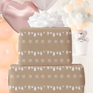 Sand Boho Minimalistisch Gender Neutral Baby Dusch Geschenkpapier