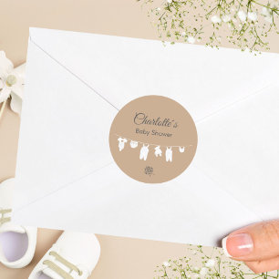 Sand Boho Minimalistische Babyparty Runder Aufkleber
