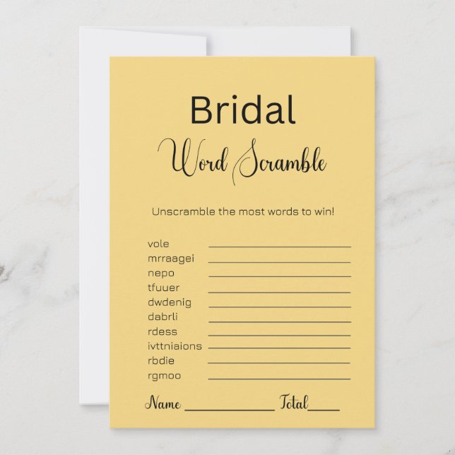 Sand Brown Bridal Word Scramble Game Einladung (Vorderseite)