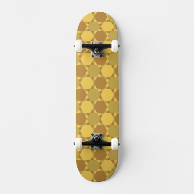 Sand Brown Star Optical Illusion Muster Skateboard (Vorderseite)