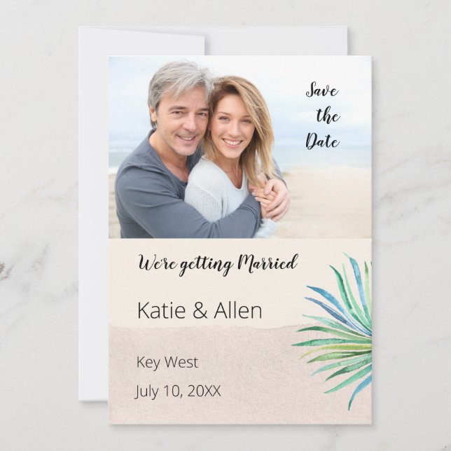 Sand Brush Stroke Beige Foto Save the Date (Vorderseite)