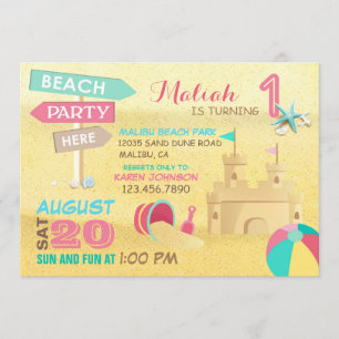 Sand Castle Beach Party Einladung zum Geburtstag