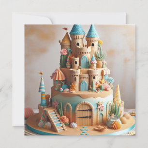 SAND CASTLE THEMA CAKE KINDERGEBURTSTAG EINLADUNG