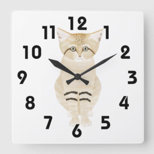 Sand Cat Wall Clock Quadratische Wanduhr