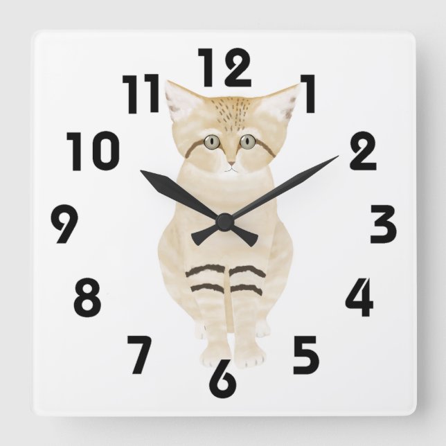 Sand Cat Wall Clock Quadratische Wanduhr (Vorderseite)