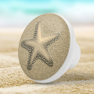Sand Colored Gold Starfish Seashell Beach Keramikknauf