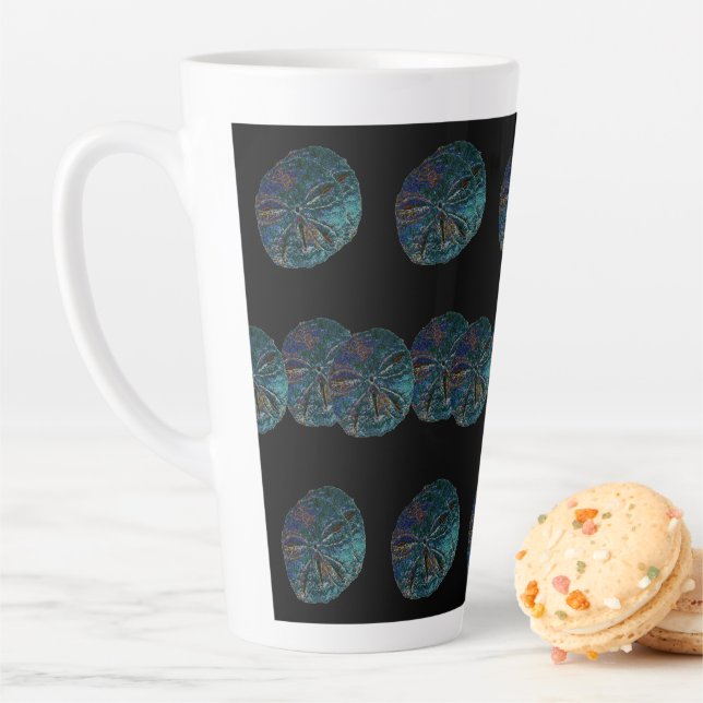Sand Dollar Abstrakt Künstlerisch Blue Black Gift  Milchtasse (Beispiel)