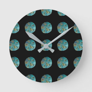 Sand Dollar Abstraktes Muster Geschenk für Aquamar Runde Wanduhr
