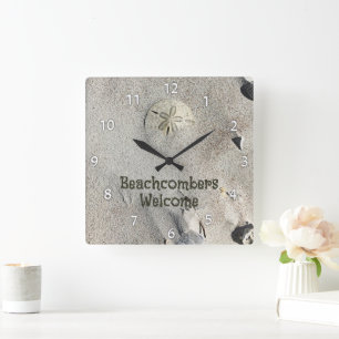 Sand Dollar am Strand Personalisiert Quadratische Wanduhr