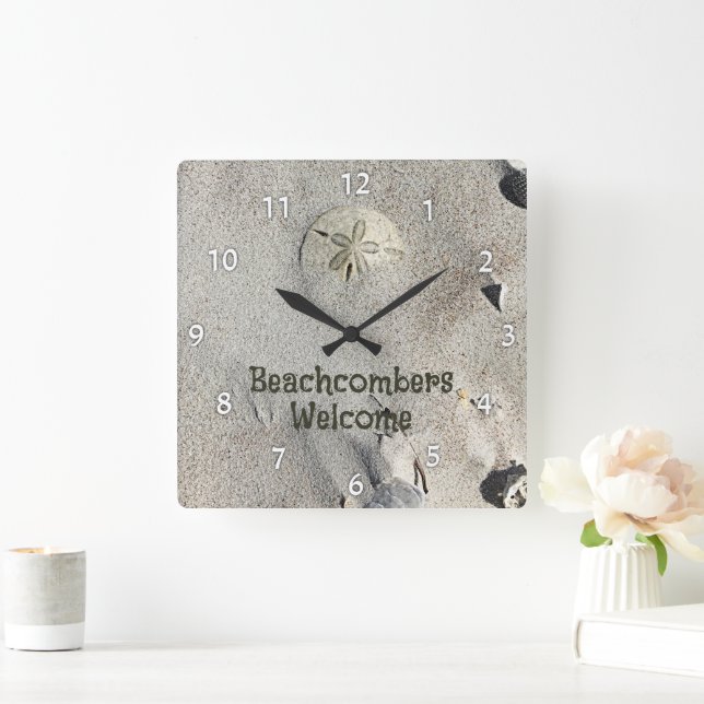 Sand Dollar am Strand Personalisiert Quadratische Wanduhr (Zuhause)