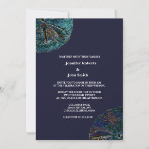 Sand Dollar Art Abstrakt Blue Beach Hochzeit Einladung