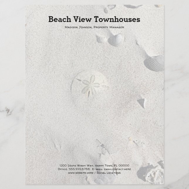 Sand Dollar auf dem Briefpapier des Strandbüros (Vorderseite)