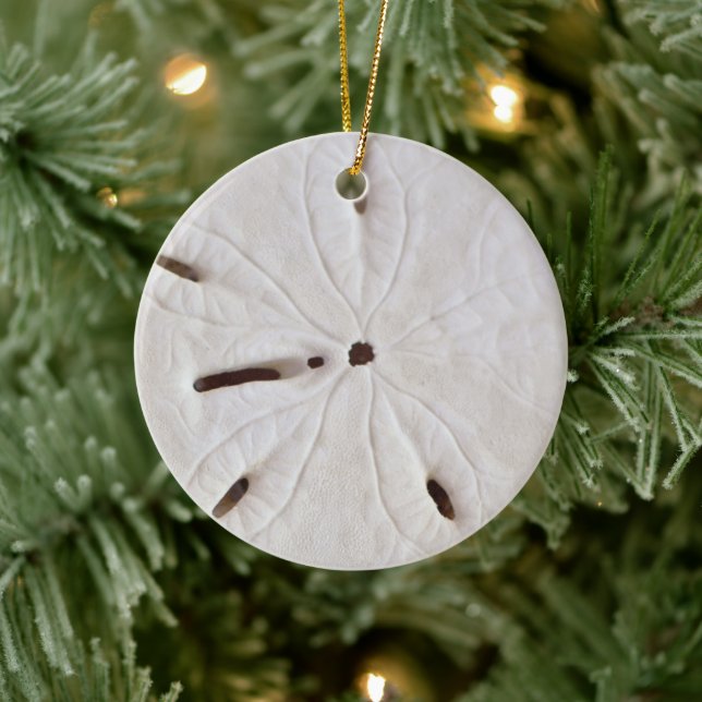 Sand Dollar Beach Coastal White Round Trendy 2020 Keramik Ornament (Baum)