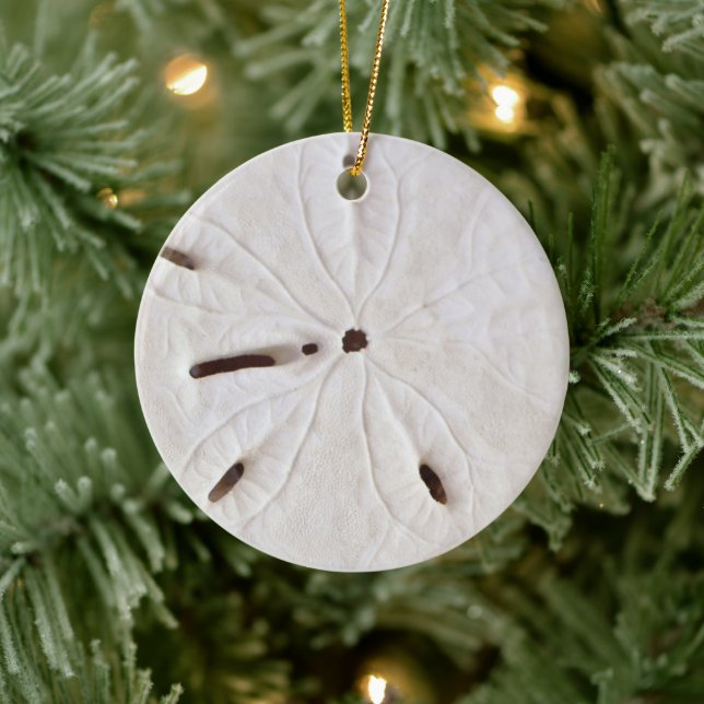 Sand Dollar Beach Coastal White Round Trendy Cool Keramik Ornament (Baum)