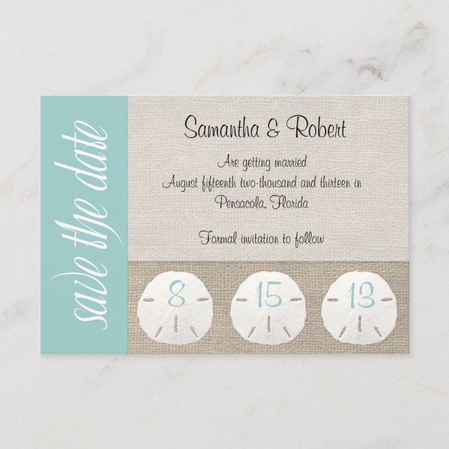 Sand Dollar Beach Hochzeit Save the Date (Vorderseite)
