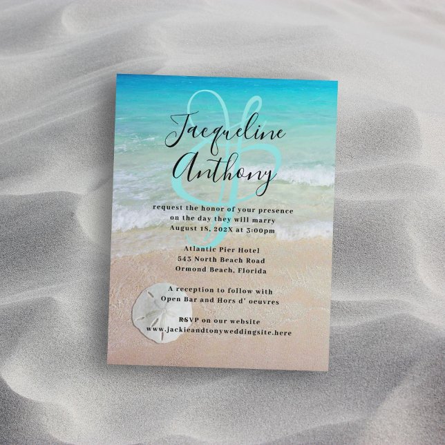 Sand Dollar Beach Magnetic Wedding Einladung (Von Creator hochgeladen)