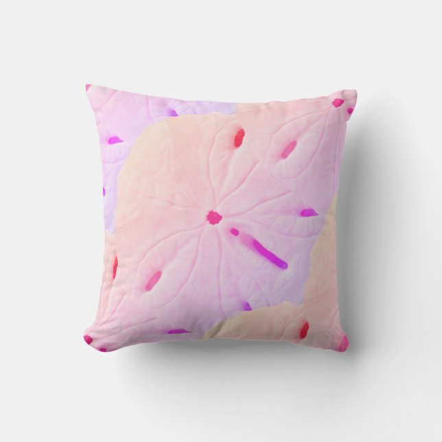 Sand Dollar Beach Pink Lila Ombre Art Abstrakt Kissen (Vorderseite)
