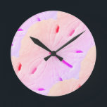 Sand Dollar Beach Pink Purple Ombre Art Abstract Runde Wanduhr<br><div class="desc">Designed with image of sand dollar patterns in colorful,  artistic background,  this is perfect for beach house decor or Christmas,  holiday gifts!</div>