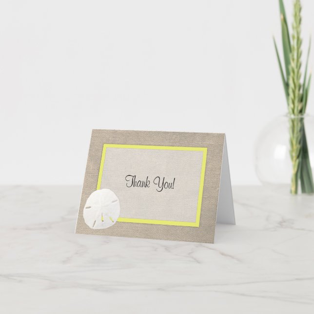 Sand Dollar Beach Wedding Danke Karte - Gelb (Vorderseite)