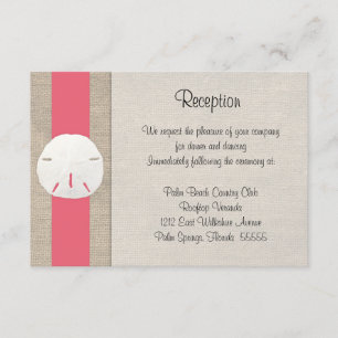 Sand Dollar Beach Wedding Empfang Card Coral Begleitkarte