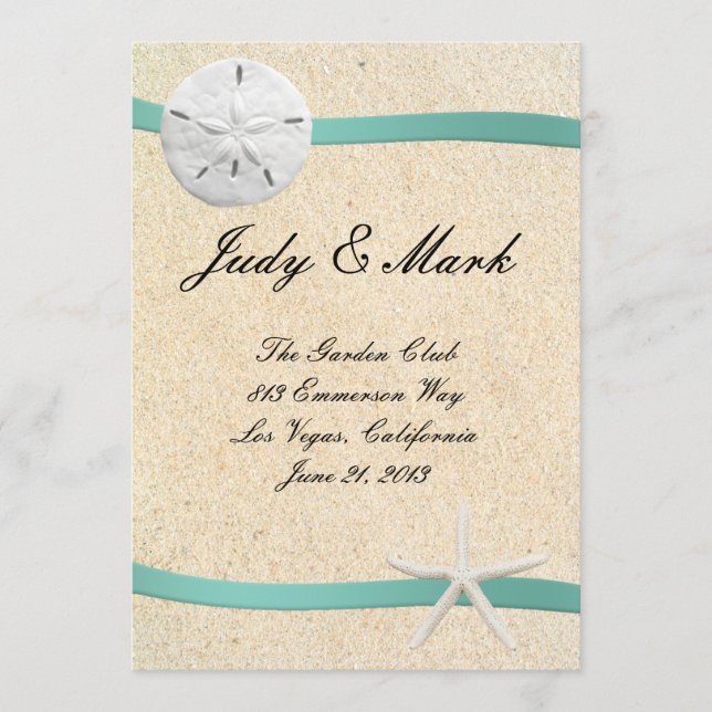 Sand Dollar Beach Wedding Menu Card Menükarte (Vorderseite)