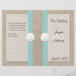 Sand Dollar Beach Wedding Program - Türkis