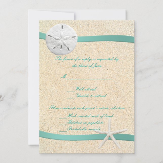 Sand Dollar Beach Wedding Response Card Einladung (Vorderseite)