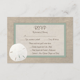 Sand Dollar Beach Wedding RSVP Card - Peridot Karte