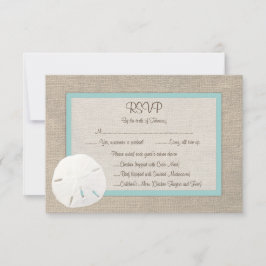 Sand Dollar Beach Wedding RSVP Card - Türkis