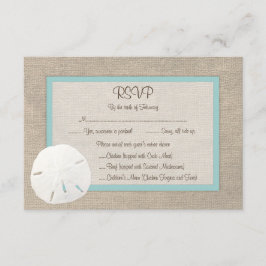 Sand Dollar Beach Wedding RSVP Card - Türkis Karte
