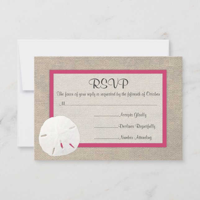 Sand Dollar Beach Wedding RSVP card - Watermelon (Vorderseite)