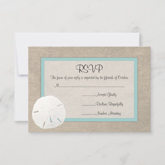 Sand Dollar Beach Wedding RSVP Karte (Vorderseite)
