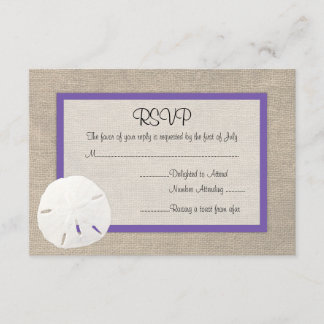Sand Dollar Beach Wedding RSVP-Karte Lila RSVP Karte