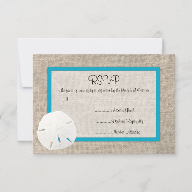 Sand Dollar Beach Wedding RSVP Karte Malibu (Vorderseite)