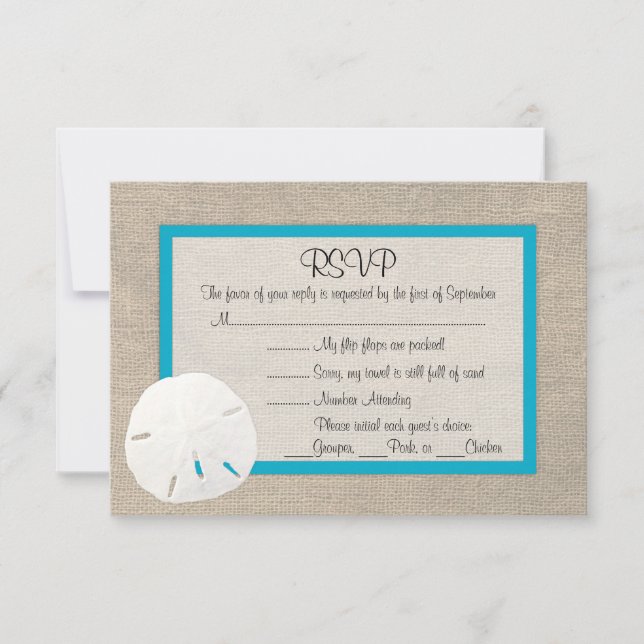 Sand Dollar Beach Wedding RSVP Karte Malibu 2 (Vorderseite)