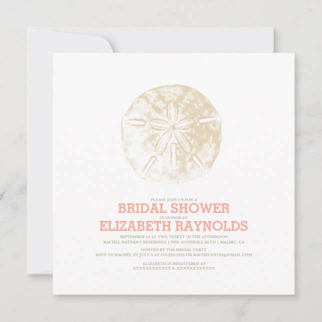 Sand Dollar Bridal Dusche Einladungen (Vorderseite)